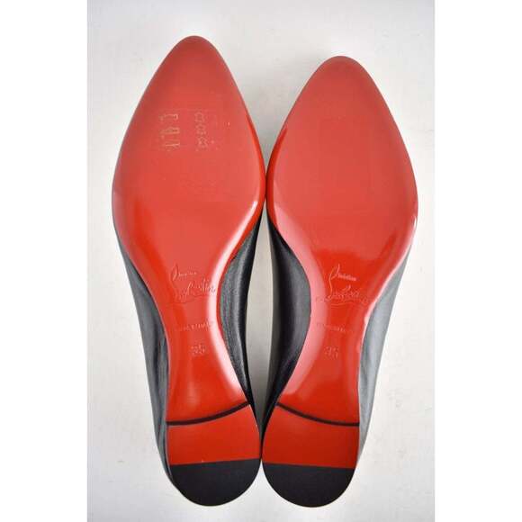 Christian Louboutin Eloise Black Nappa Shiny Leather Ballerina Ballet Flat 35 - Picture 12 of 12